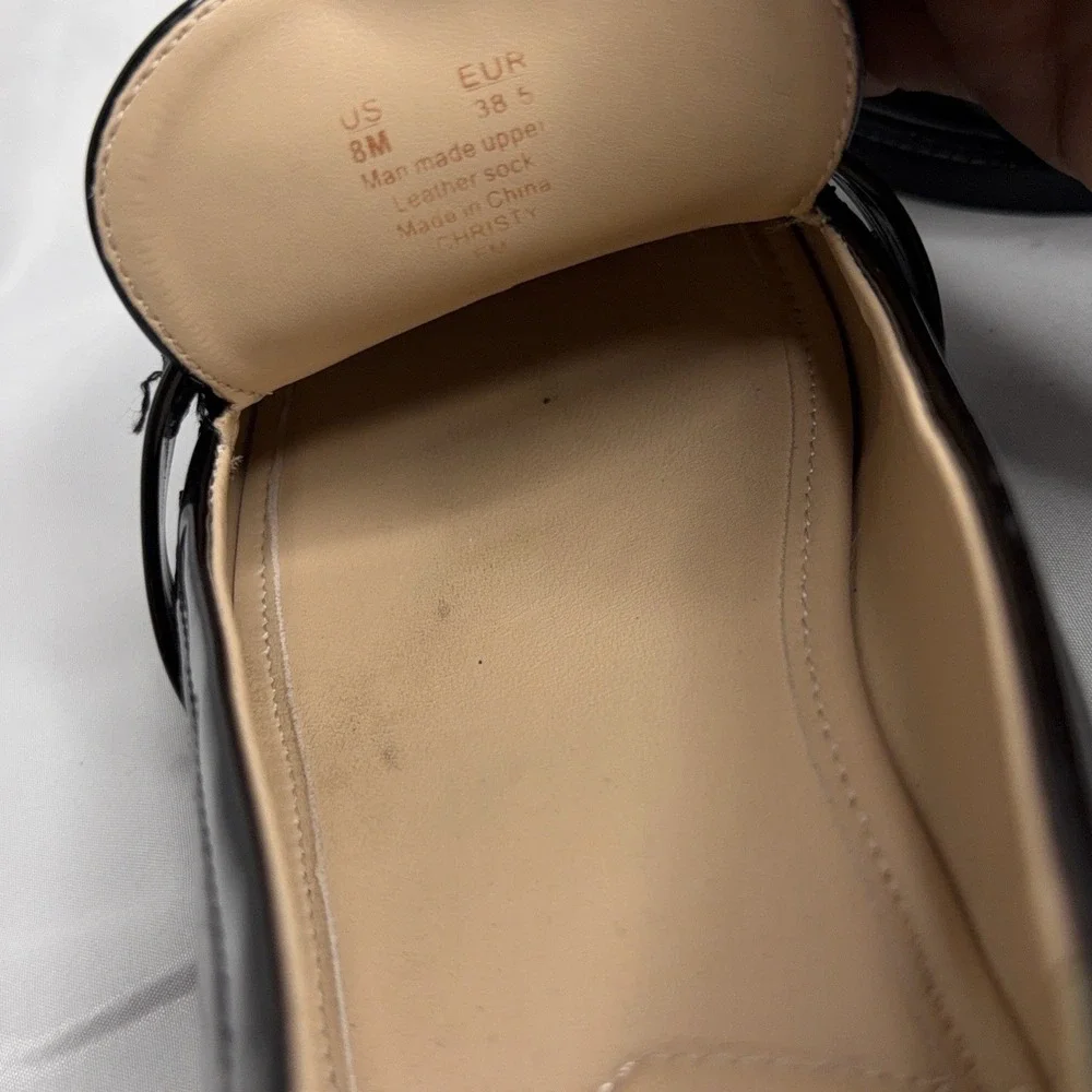 Sam Edelman Womens Leather Gold Tone Slide On Christy Loafers Black 8 Preppy Y2K